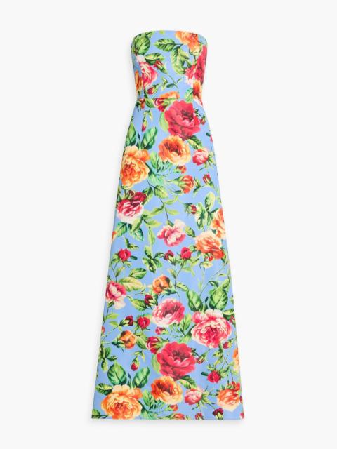 CAROLINA HERRERA Strapless floral-print faille gown