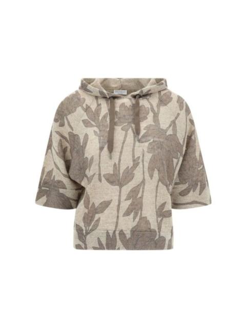 Brunello Cucinelli Brunello Cucinelli Beige Floral Linen Silk Sweater