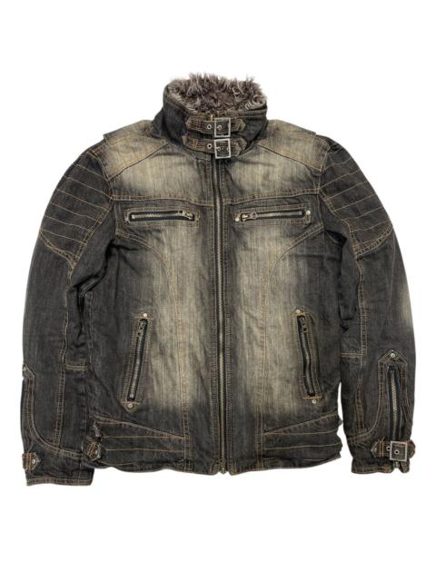 Other Designers If Six Was Nine - Vintage Faded Denim Jacket With Faux Fur