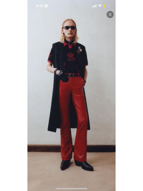 Other Designers NWT - Ernest W. baker SS22 Runway Red Leather Flared Pants