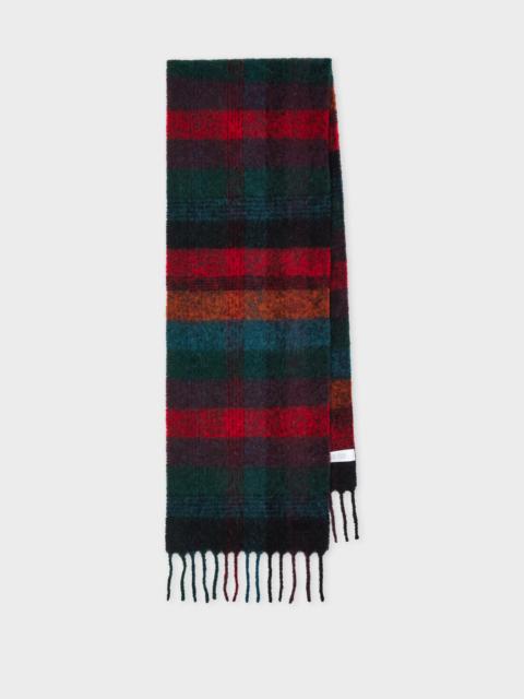 Paul Smith Red Merino Wool Check Scarf
