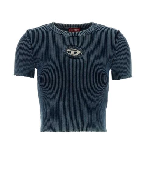 Diesel Diesel Women Denim Blue Cotton M-Anchor T-Shirt