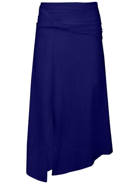 Victoria Beckham Twist Detail Midi Skirt  - Navy