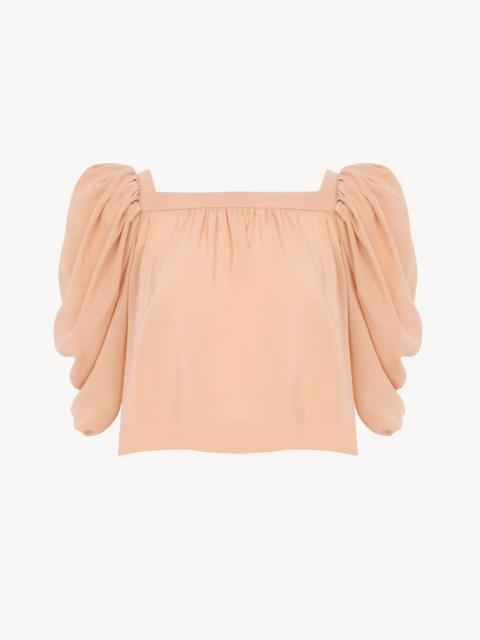 Chloé PUFF-SLEEVE PLEATED TOP IN CRÊPE DE CHINE