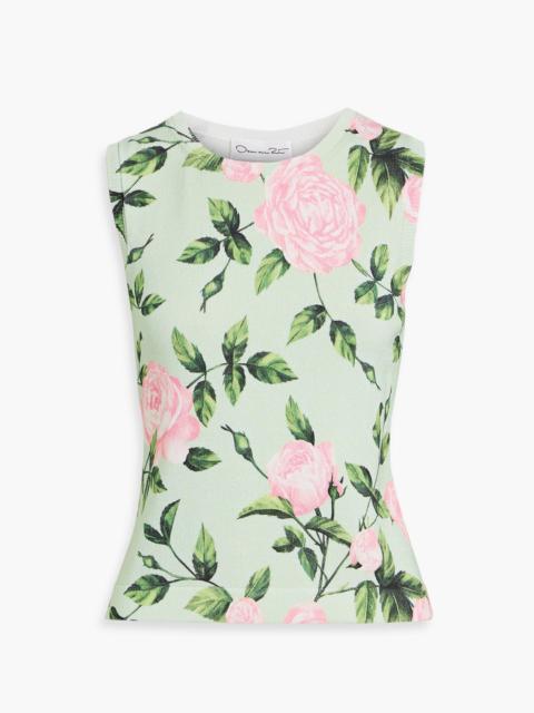 Oscar de la Renta Floral-print cotton-blend top