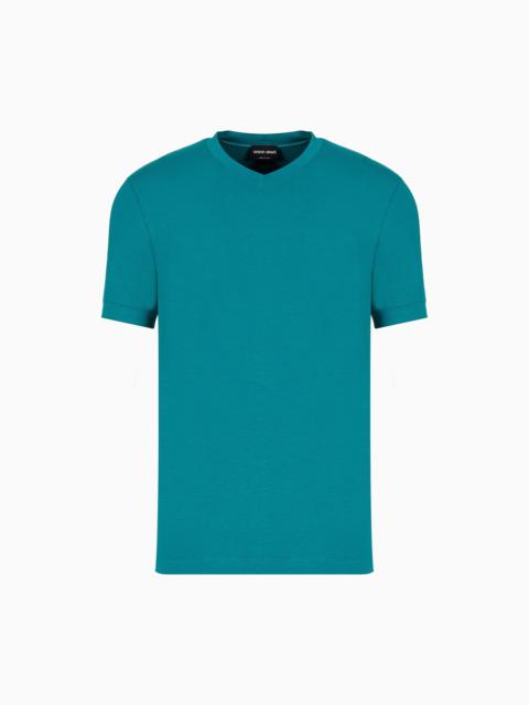 GIORGIO ARMANI STRETCH VISCOSE JERSEY, V-NECK ICON T-SHIRT