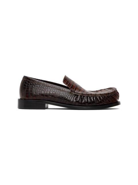 Dries Van Noten Brown Embossed Leather Loafers