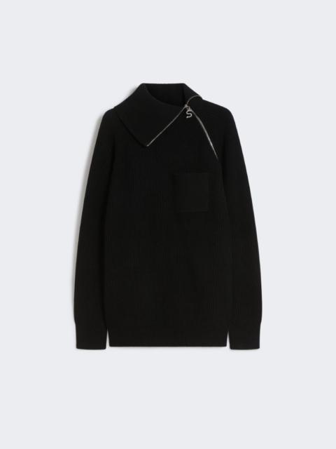 Sportmax Zip-up cashmere-blend sweater - BLACK
