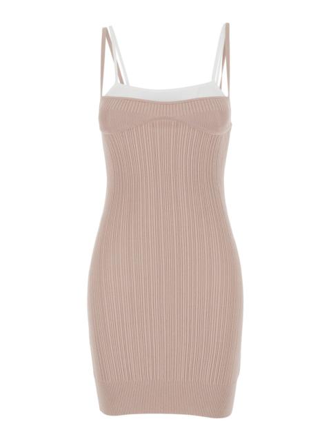 Diesel Diesel Women 'M-Zandra' Beige Mini Dress With Spaghetti Straps And Ribbed Knit In Viscose Blend Woma