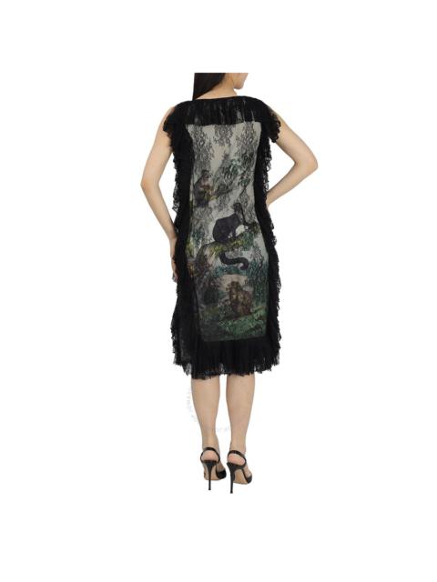 Burberry Burberry Ladies Light Opal Green Chantilly Lace and Monkey Print Shift Dress