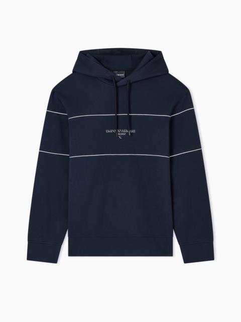 EMPORIO ARMANI DOUBLE-JERSEY HOODED SWEATSHIRT WITH 3D-EFFECT LOGO