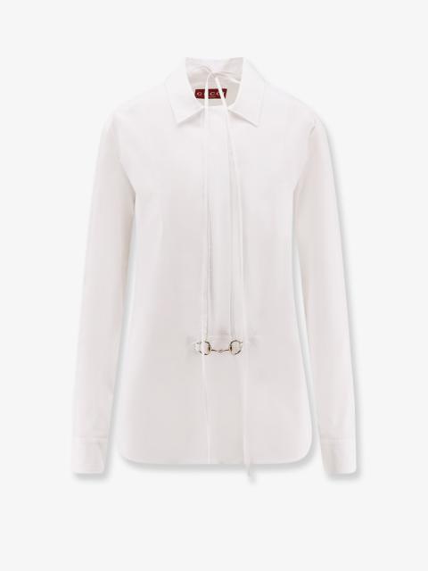 Gucci Cotton Popeline Shirt With Iconic Metal Horsebit