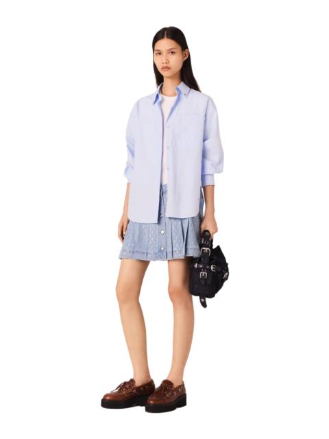 maje maje Rhinestone pleated denim skirt in Denim Blue at Nordstrom