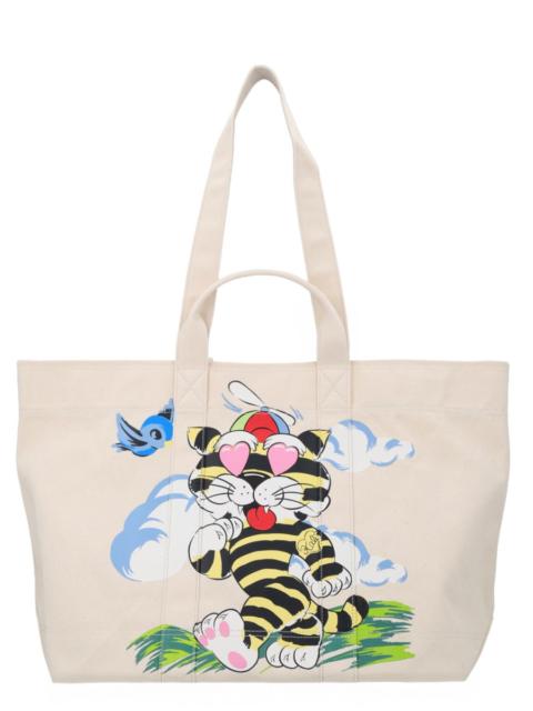 KENZO KENZO CARTOON LARGE CANVAS TOTE BAG