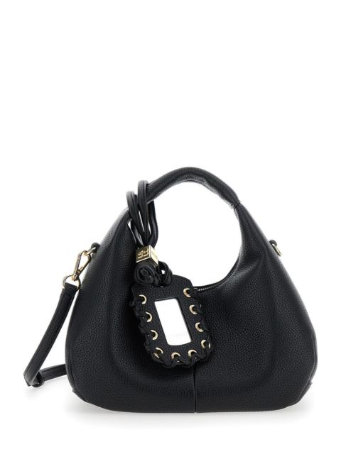 GANNI Ganni Women Black Handbag With Removable Shoulder Strap And Pendant With Logo In Faux-Leather Woman