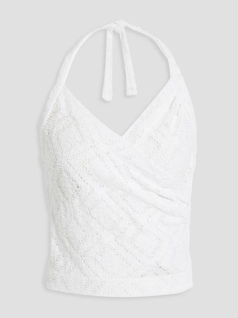 Other Designers Ualana cropped crocheted cotton-blend halterneck top