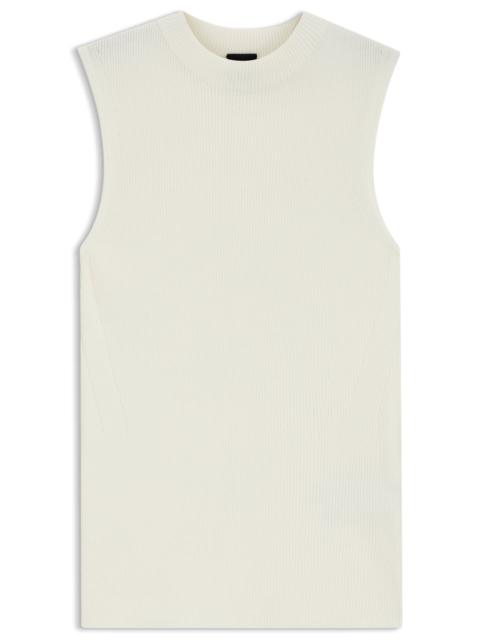 BOSS SLEEVELESS MOCK-NECK TOP IN RIBBED FABRIC