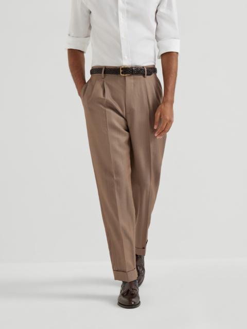 Brunello Cucinelli Wool denim leisure fit trousers with double pleats