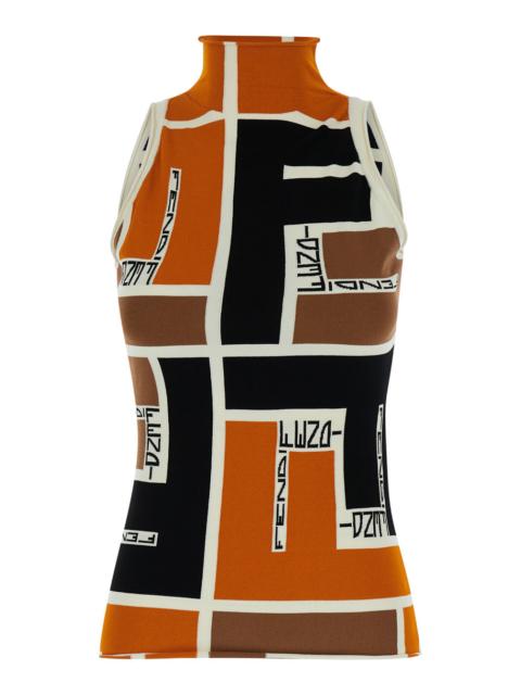 FENDI Fendi Women Multicolor Polo Neck Sweater In Viscose Blend Woman