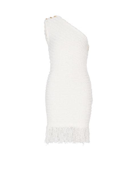 Balmain Dotted tweed one-shoulder dress