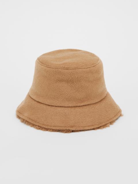 Max Mara FIDUCIA Reversible camel and Teddy fabric cloche hat