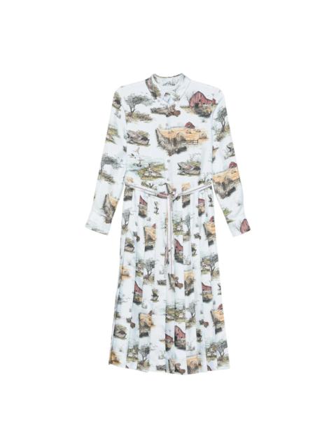 Thom Browne Scenic Toile Silk Twill Pleated Shirtdress Women