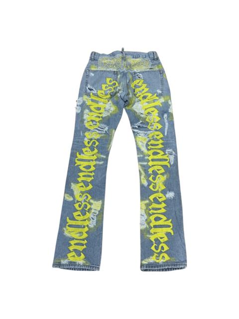 Other Designers Vlone - Endless blue yellow distressed denim jeans