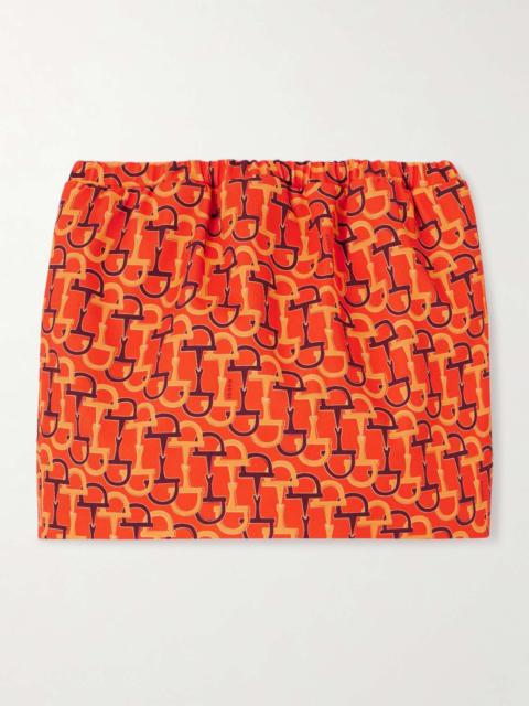 Printed cotton-twill mini skirt Orange