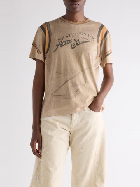 Acne Studios Acne Studios Trompe l'Oeil Logo Graphic T-Shirt in Sand Beige at Nordstrom
