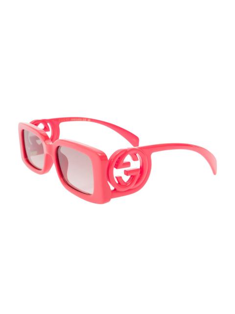 GUCCI Gucci Women 'Gg1325s' Red Rectangular Sunglasses With Interlocking Gg Cut-Out In Shiny Acetate Woman