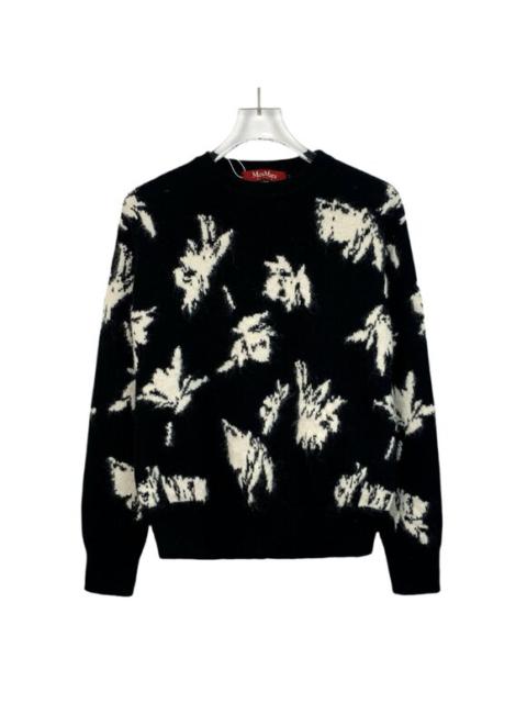 Other Designers MaxMara - Max Mara Studio Black & White Leaf Pattern Sweater Size 50 Alpaca Wool Blend