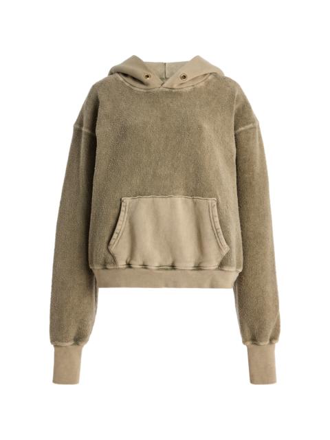 LES TIEN Cara Cropped Cotton Hoodie green