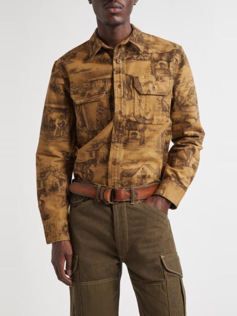 RRL by Ralph Lauren Double RL Ranch Print Cotton Moleskin Button-Up Shirt in Rl-764 Brown at Nordstrom