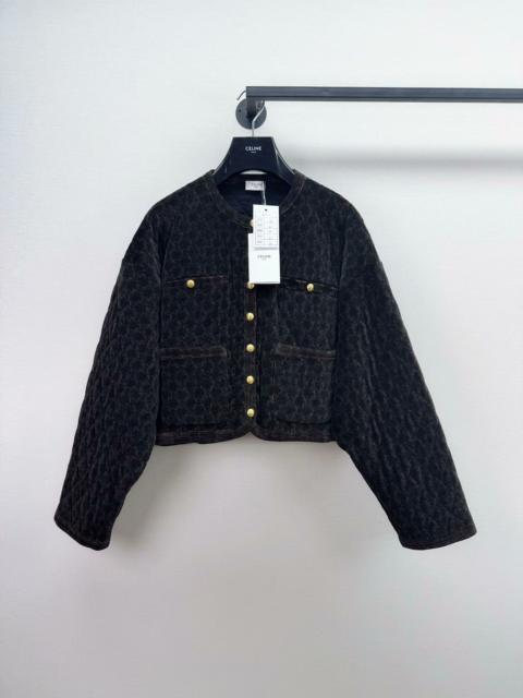 CELINE Celine Triomphe quilted velvet jacket
