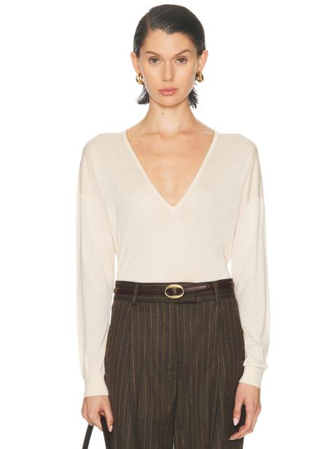 RENGGLI Silk Cashmere V Neck Sweater