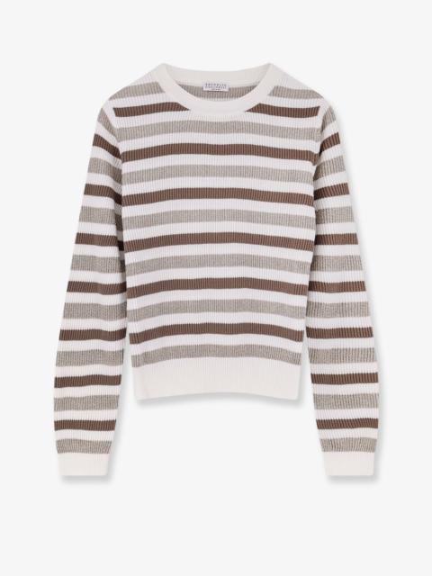 Brunello Cucinelli Sparkling Stripes Cotton Sweater