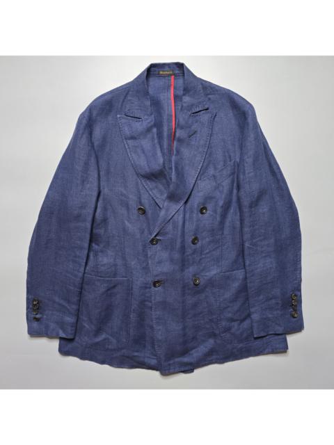 Rubinacci - Navy Unstructured Double-Breasted Linen Blazer
