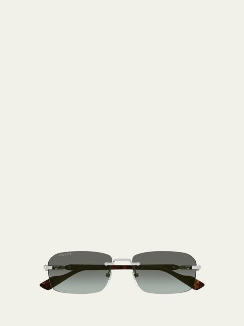 Men's GG1221SM Rimless Metal Rectangle Sunglasses