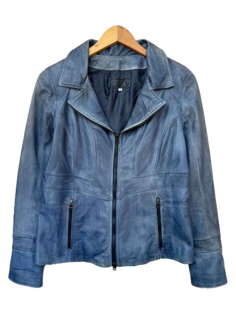 Other Designers Japanese Brand - Curge Italy Blue Sunfaded Biker Leather Jacket