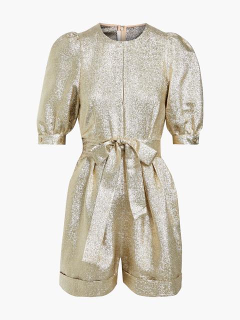 Stella McCartney Elisa pleated belted Lurex playsuit