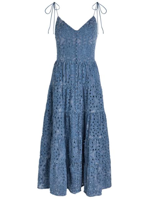 Alice + Olivia Alice + Olivia Shanti Embroidered Chambray Midi Dress