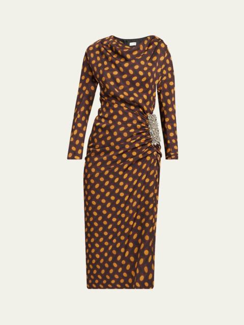 Dries Van Noten Didi Embellished Draped Midi Dress