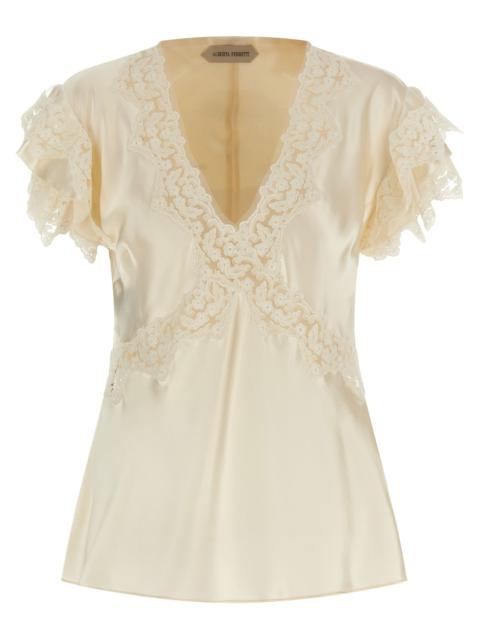Other Designers Alberta Ferretti Women Satin And Lace Top