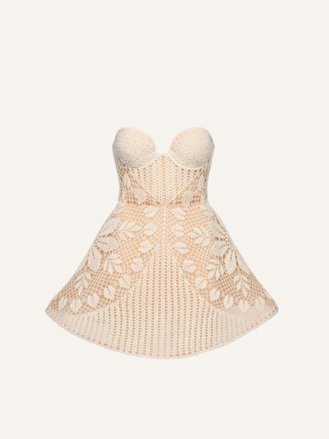 MAGDA BUTRYM Crochet sweetheart mini dress in cream