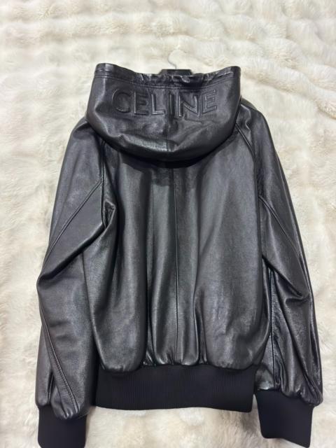CELINE Celine Brand-New Lambskin Logo Leather Jacket