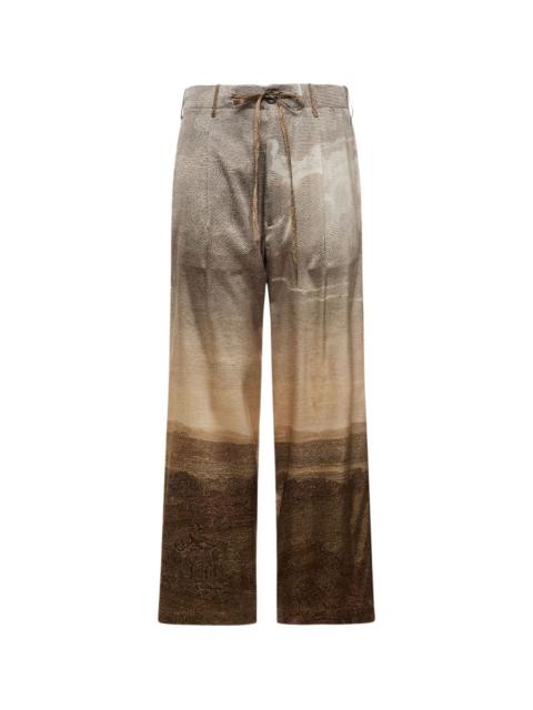 Pierre-Louis Mascia LANDSCAPE-PRINT DRAWSTRING-WAIST TROUSERS