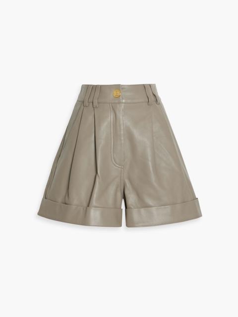 Balmain Pleated leather shorts
