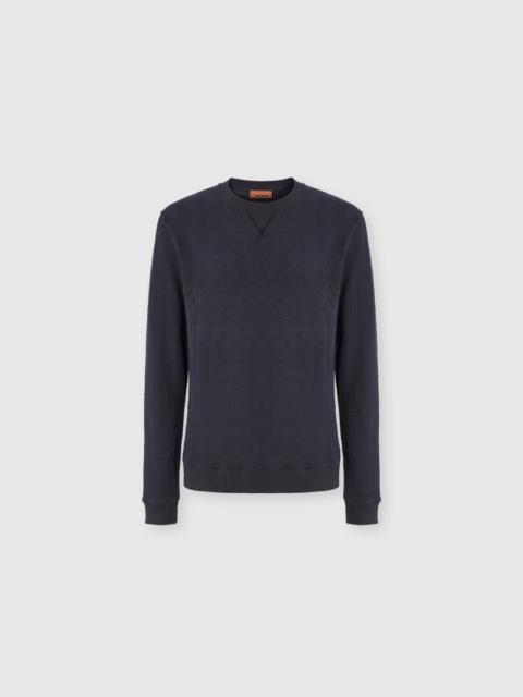 Missoni Crew-neck cotton and viscose sweatshirt with tone-on-tone zigzag pattern
