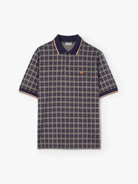 Burberry Check Cotton Blend Polo Shirt