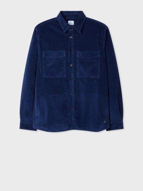 Paul Smith Dark Blue Corduroy Patch-Pocket Overshirt